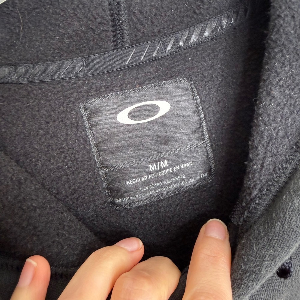 Oakley Mens B1B Logo Hoodie Black White Graphic Pullover Sweatshirt Medium - Picture 3 of 5